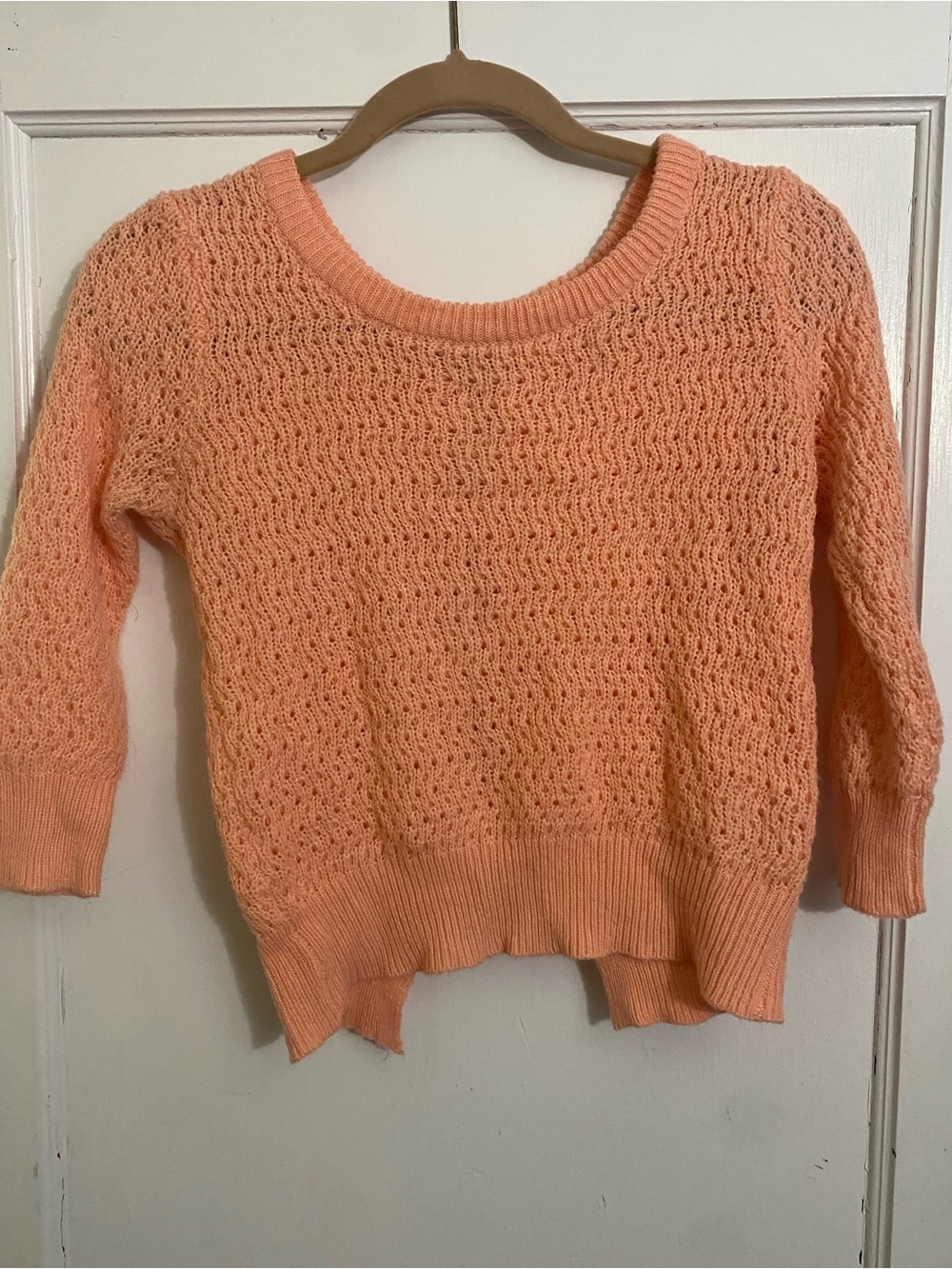 dELiA*s Peach Open-Weave Crewneck Sweater